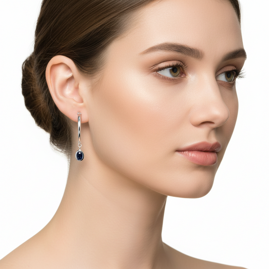 Sterling Silver Blue CZ Dangle Earrings