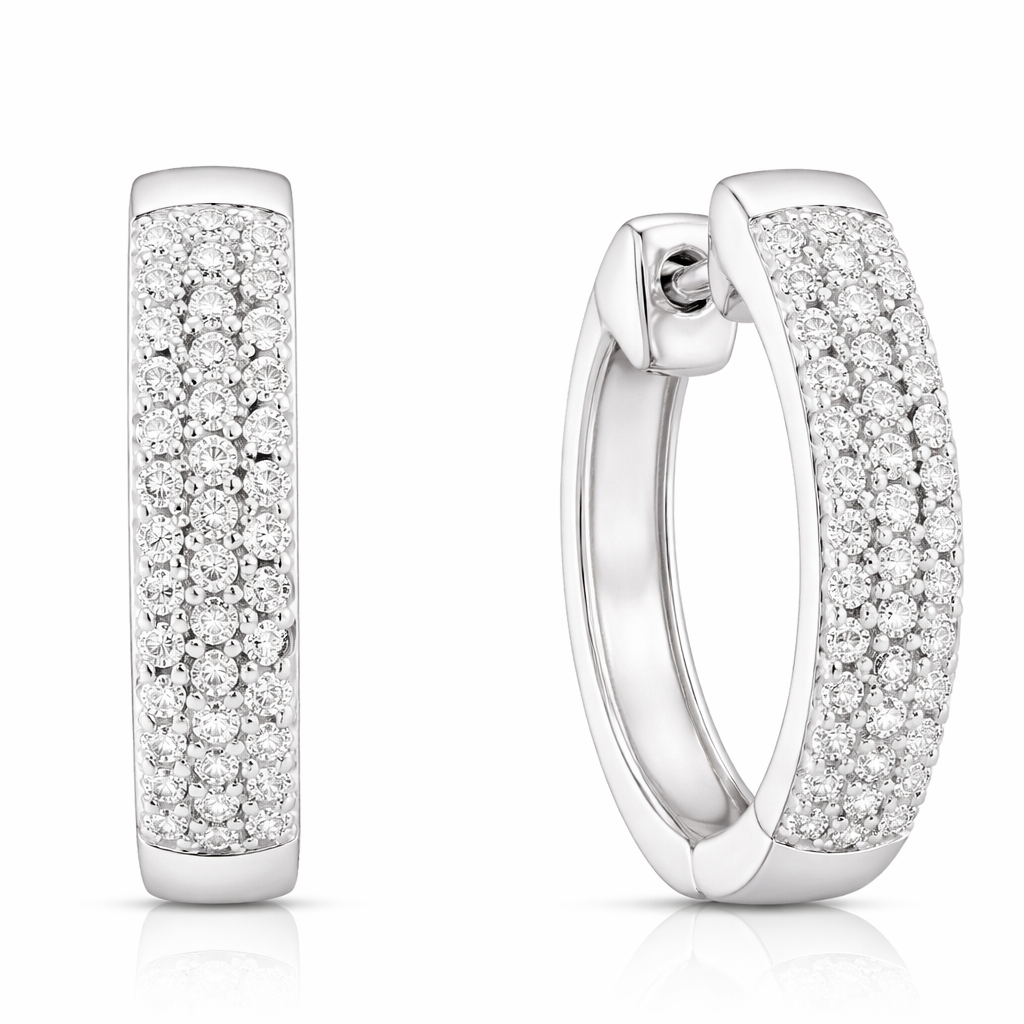 14K White Gold small Hoop Earring setting with 0.25ct Diamonds G I1