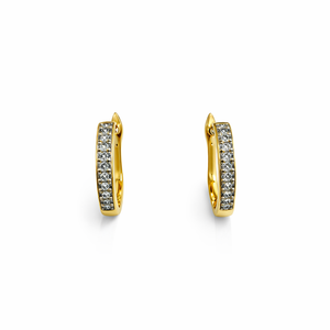 10K Yellow Gold Hoop Earrings Set with Diamonds TDW: 0.06ct G I