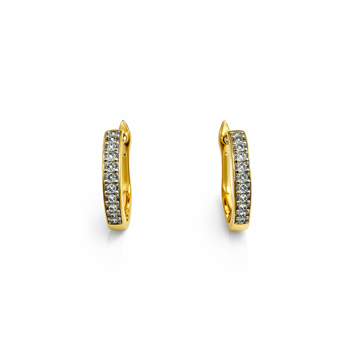 10K Yellow Gold Hoop Earrings Set with Diamonds TDW: 0.06ct G I