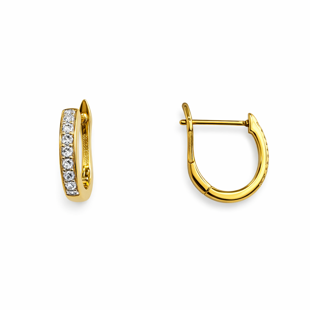 10K Yellow Gold Hoop Earrings Set with Diamonds TDW: 0.06ct G I