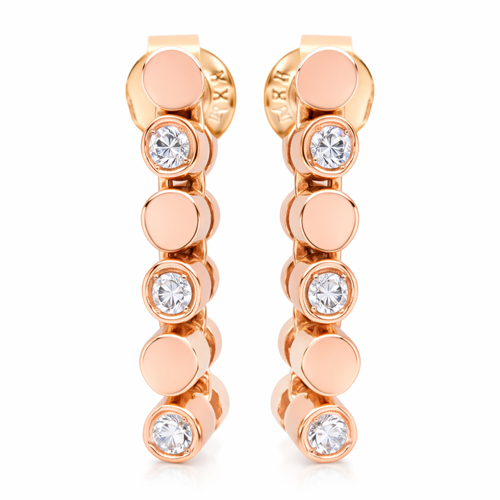 18K Yellow Gold Rolex Chain Diamond Earrings