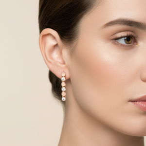 18K Yellow Gold Rolex Chain Diamond Earrings. TDW: 0.12ct VS GH