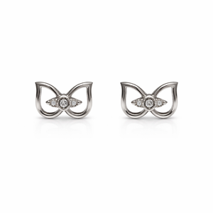 14K White Gold Angel Wing Earrings Setting with One Diamonds TDW: 0.02ct VS GH