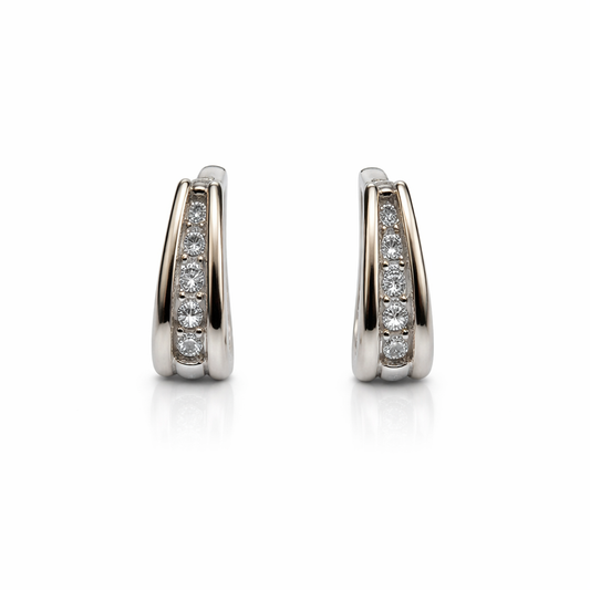 14K White Gold Lever Back Diamond Earrings. TDW: 0.28ct
