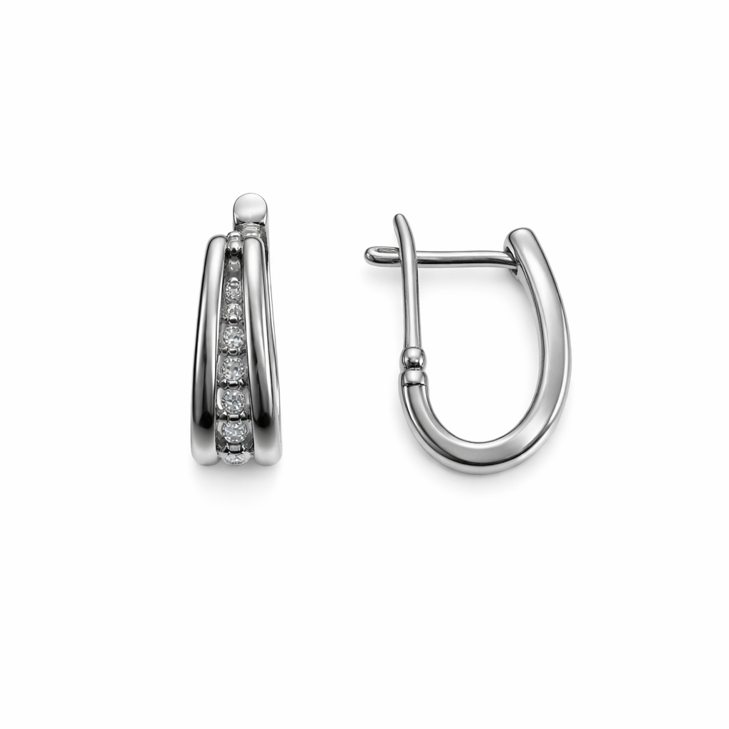 14K White Gold Lever Back Diamond Earrings. TDW: 0.28ct