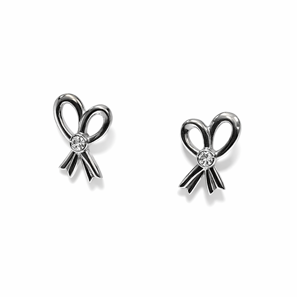 14K Bow Style White Gold Earrings Setting with One Diamond TDW:0.07ct VS GH