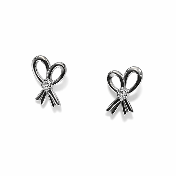 14K Bow Style White Gold Earrings Setting with One Diamond TDW:0.07ct VS GH