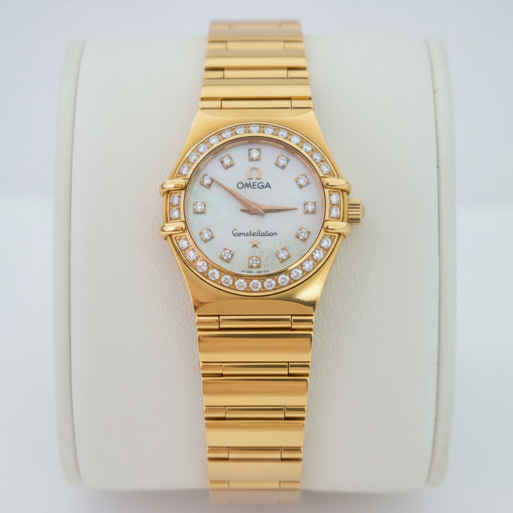 18K Omega Constellation Diamonds MOP Dial $ Bezel / Yellow Gold – Resale Vintage