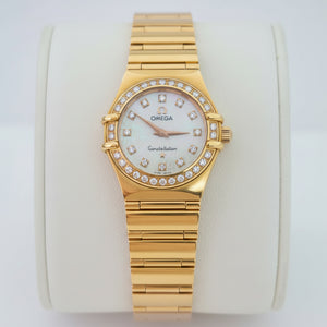 18K Omega Constellation Diamonds MOP Dial $ Bezel / Yellow Gold – Resale Vintage