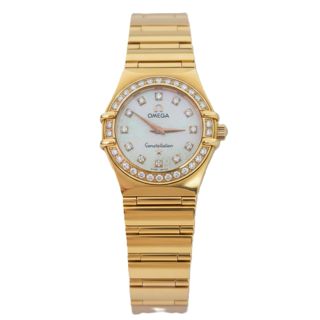 18K Omega Constellation Diamonds MOP Dial $ Bezel / Yellow Gold – Resale Vintage