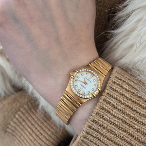 18K Omega Constellation Diamonds MOP Dial $ Bezel / Yellow Gold – Resale Vintage