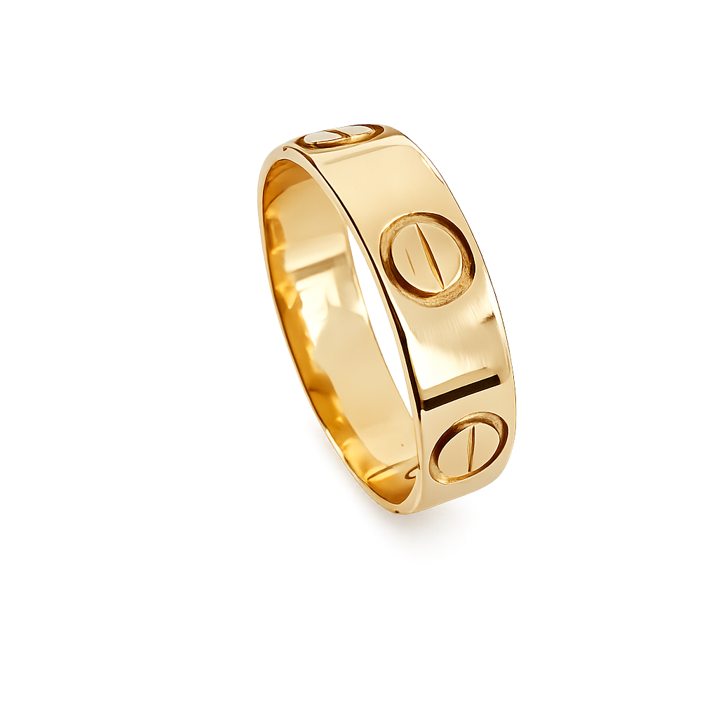 18K Yellow Gold Love Design Engraving Band 4.8mm 2.78gr