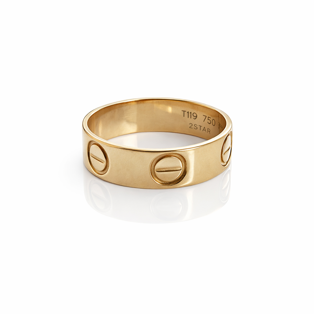 18K Yellow Gold Love Design Engraving Band 4.8mm 2.78gr