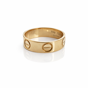 18K Yellow Gold Love Design Engraving Band 4.8mm 2.78gr