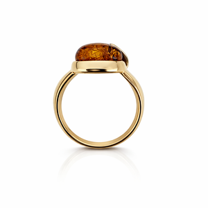 18K Yellow Gold Setting with Natural Amber Ring