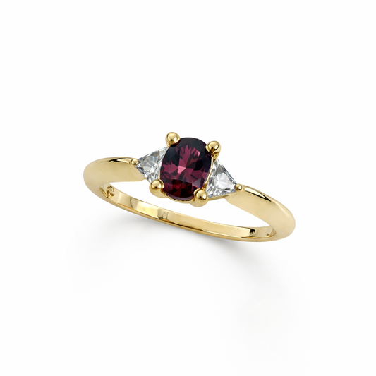 Yellow Gold Ruby with Diamond Ring, 14k
