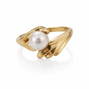 14K Yellow Gold Pearl Bypass Rink