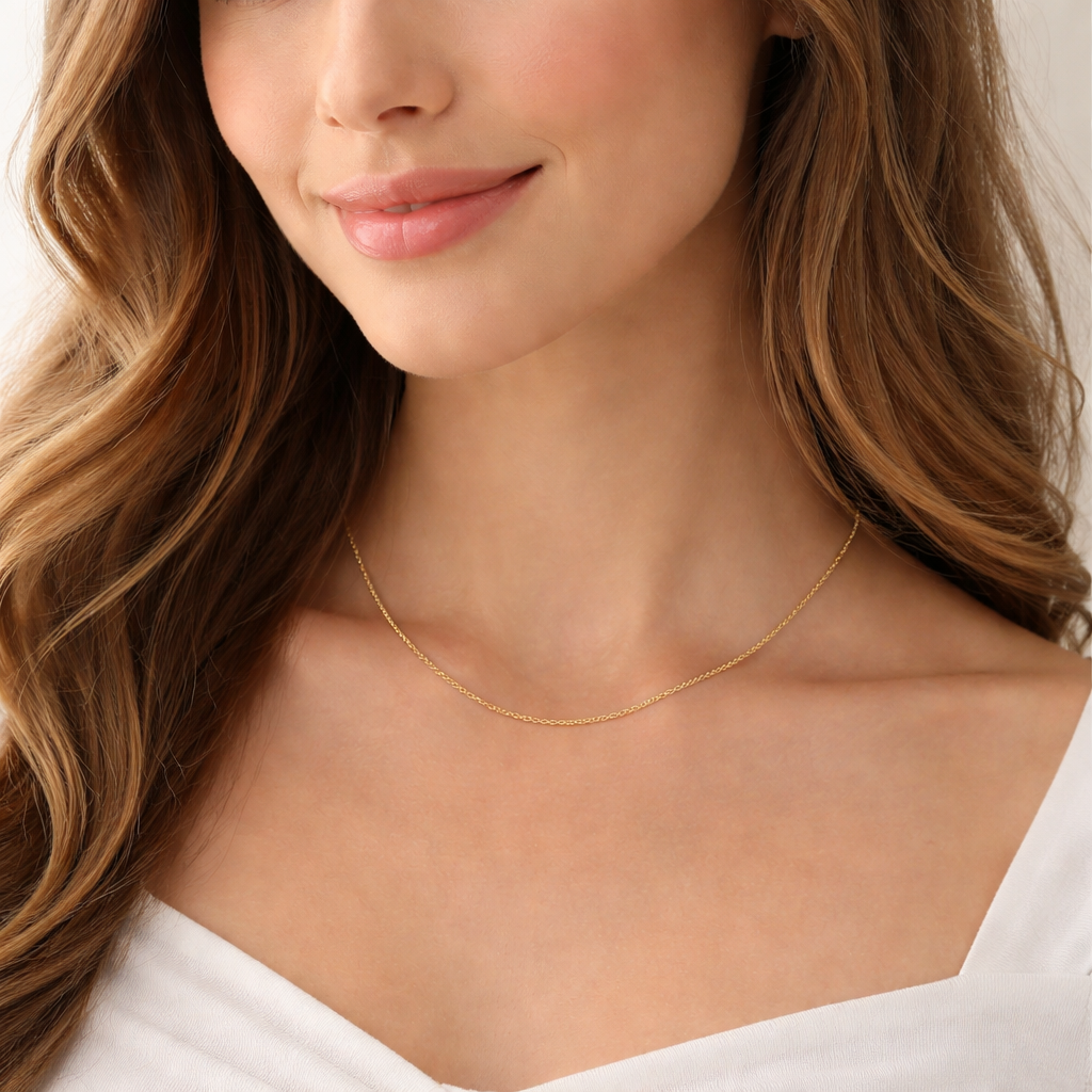 Yellow Gold Cable Link Chain 18k 16 inches