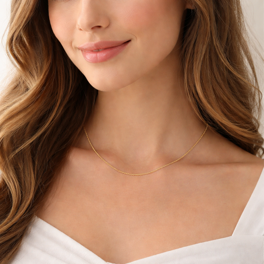 18K Yellow Gold Cable Link Chain 16"