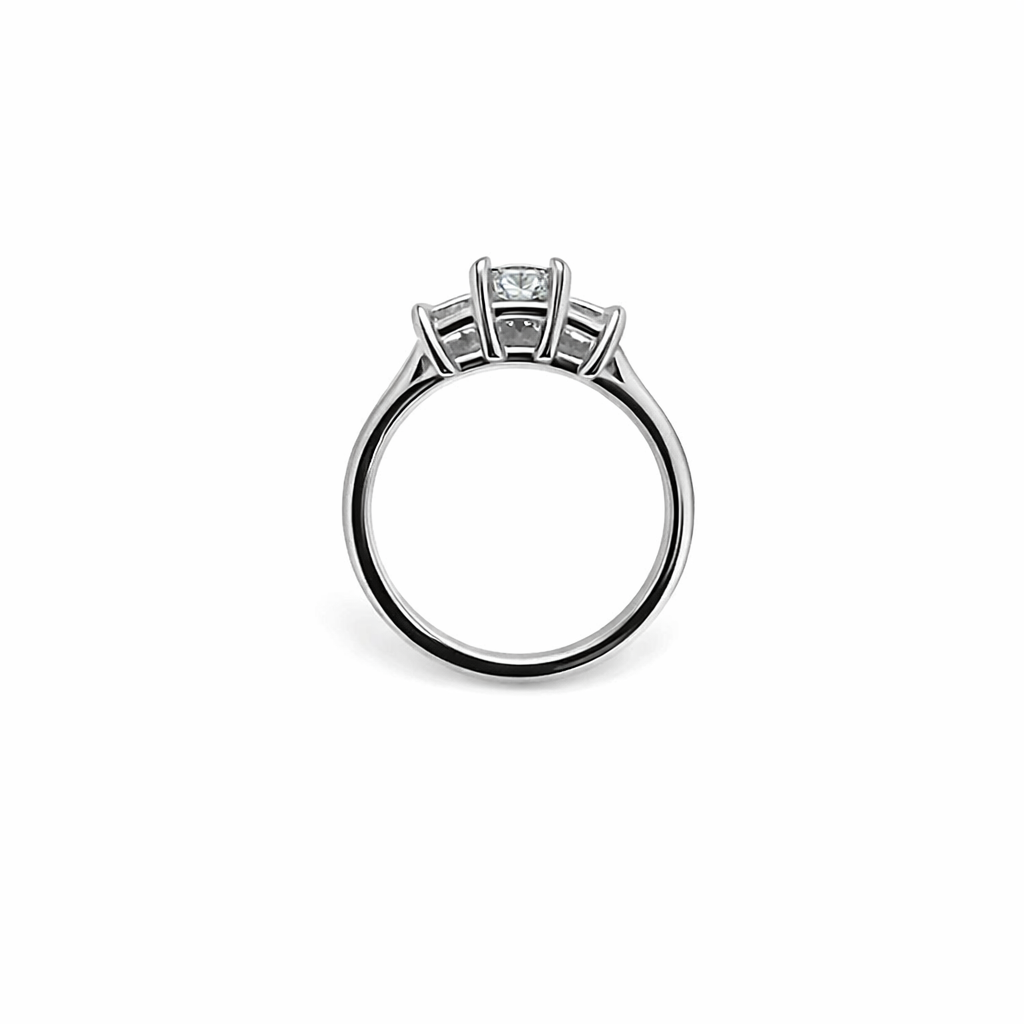 14K White Gold 3 – Stone Princess Cut Diamond Ring TDW: 1.10ct VS2 H