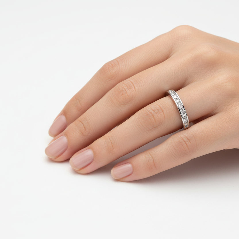 14K White Gold Channel Set Diamond Band TDW:0.25ct VS H