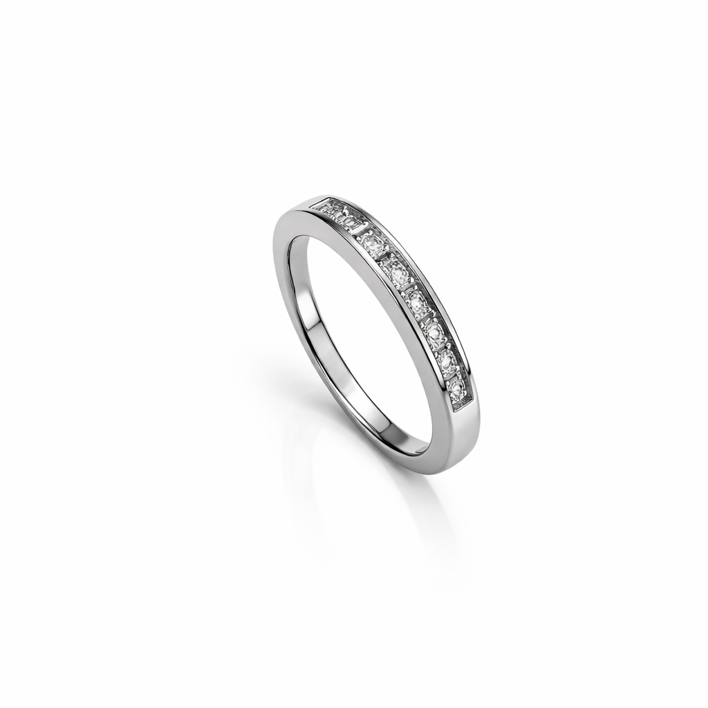 14K White Gold Channel Set Diamond Band TDW:0.25ct VS H