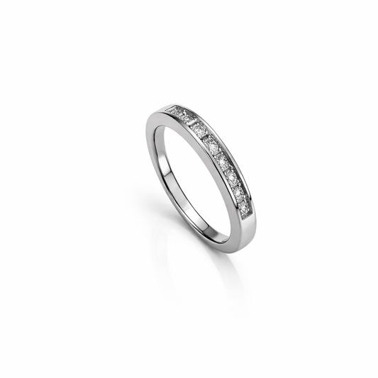 14K White Gold Channel Set Diamond Band TDW:0.25ct VS H