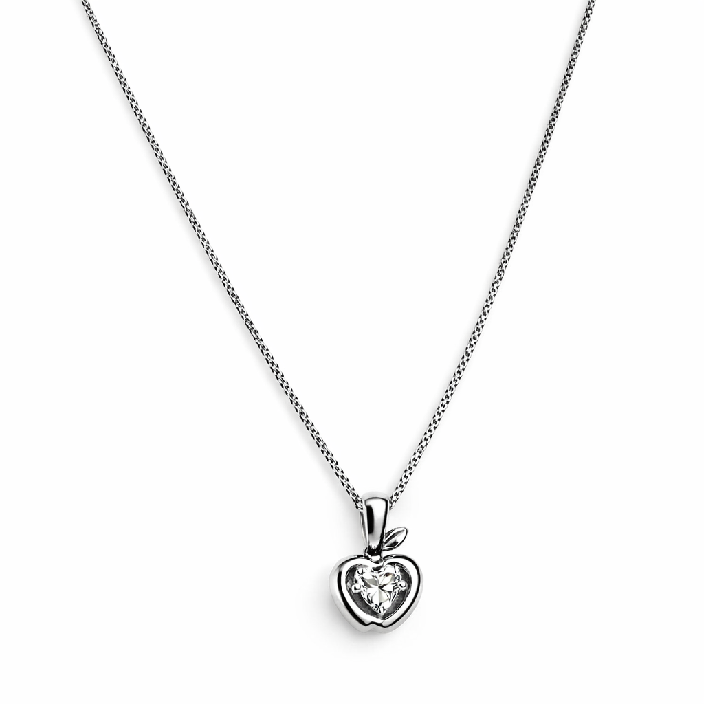 14K White Gold Apple Shaped Diamond Pendant TDW:0.10ct SI H