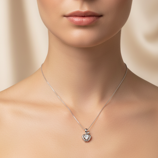 14K White Gold Apple Shaped Diamond Pendant TDW:0.10ct SI H