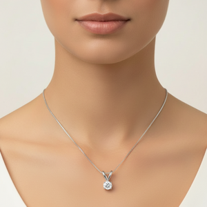 14K White Gold Solitaire Diamond Pendant 0.60ct SI1 H with White Gold chain