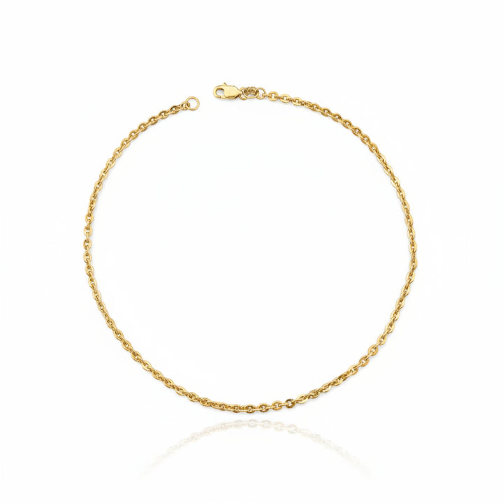 18K Yellow Gold Anklet Cable links 2gr