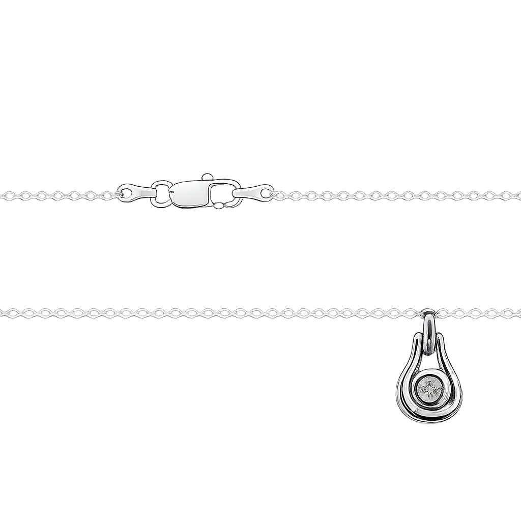 14K White Gold Bezel – Set Diamond Teardrop Pendant Necklace