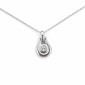 14K White Gold Bezel – Set Diamond Teardrop Pendant Necklace