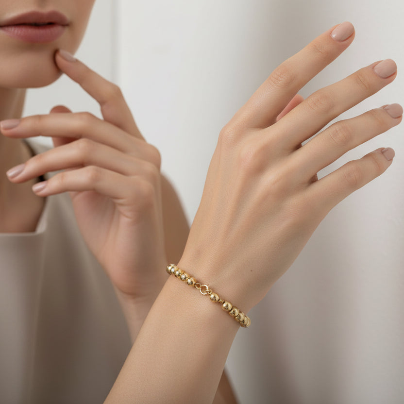 Yellow Gold Beaded Bracelet, 18k