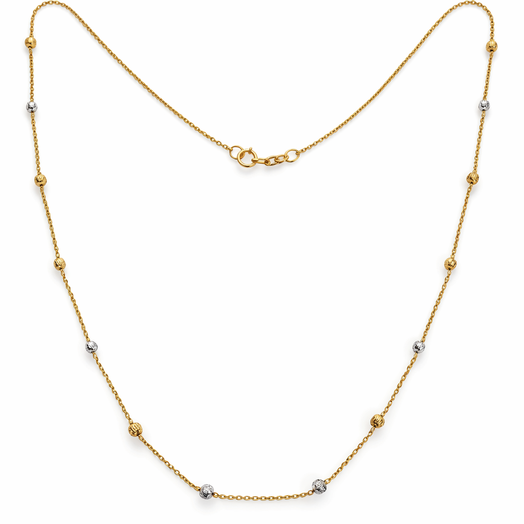 Two-tone Gold Bead Necklace, 18k, 2.93gr, 18''