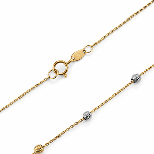 Two-tone Gold Bead Necklace, 18k, 2.93gr, 18''