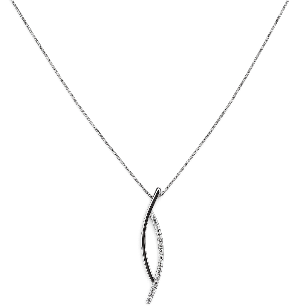 10K White Gold Open Bypass Diamond Pendant Necklace TDW: 0.19ct SI H