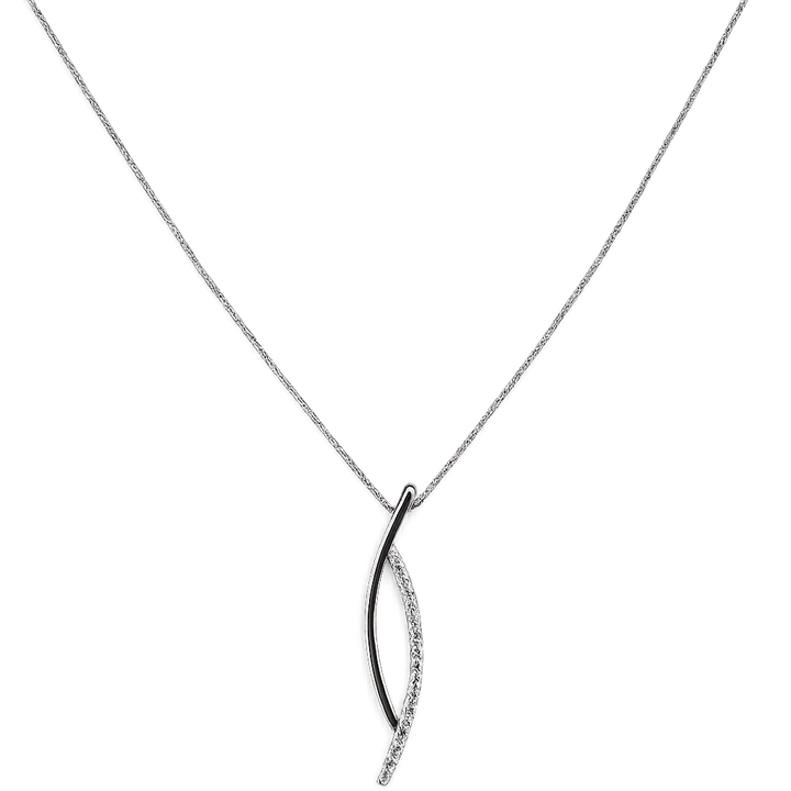 10K White Gold Open Bypass Diamond Pendant Necklace TDW: 0.19ct SI H
