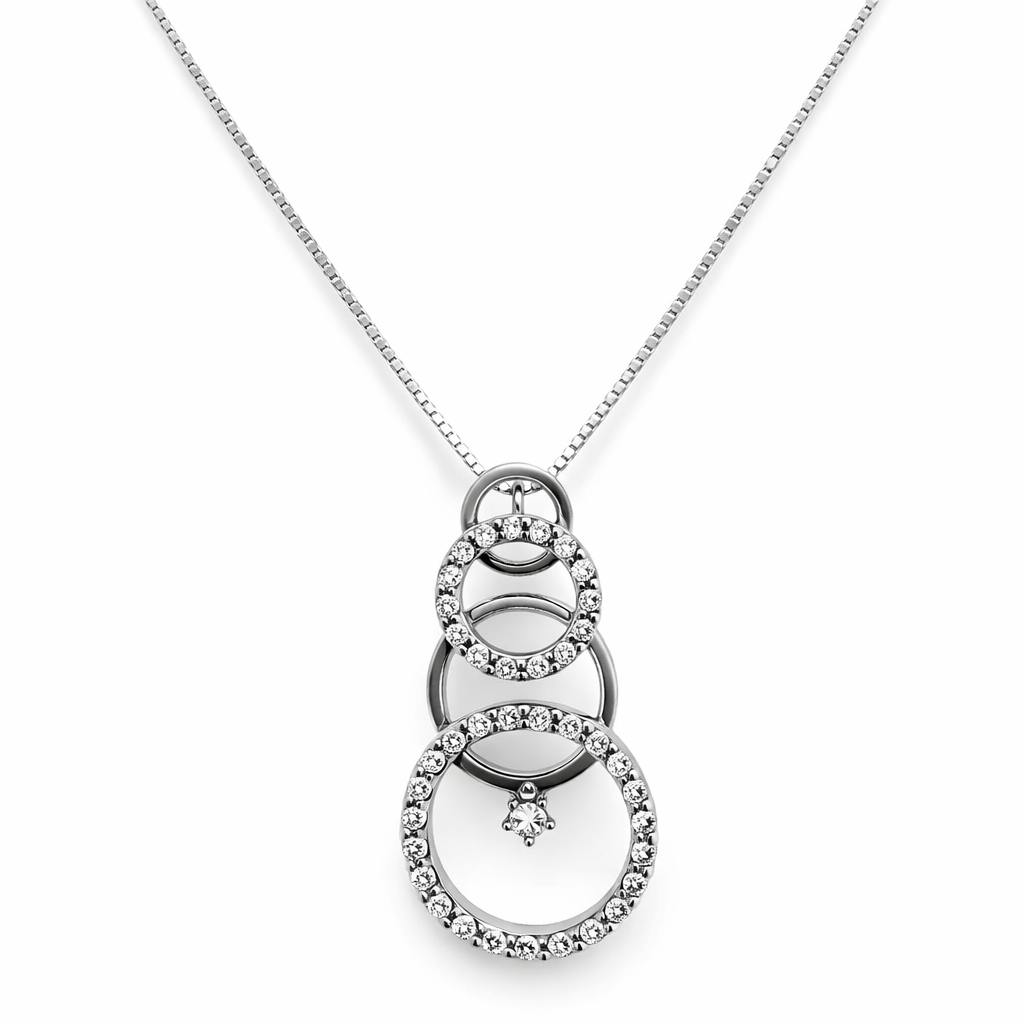 18K White Gold Bubble Drop Diamond Pendant Necklace 4.36gr TDW: 0.40ct SI H