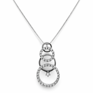 18K White Gold Bubble Drop Diamond Pendant Necklace 4.36gr TDW: 0.40ct SI H