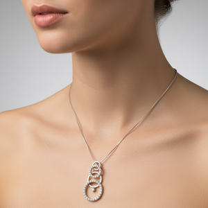 18K White Gold Bubble Drop Diamond Pendant Necklace 4.36gr TDW: 0.40ct SI H