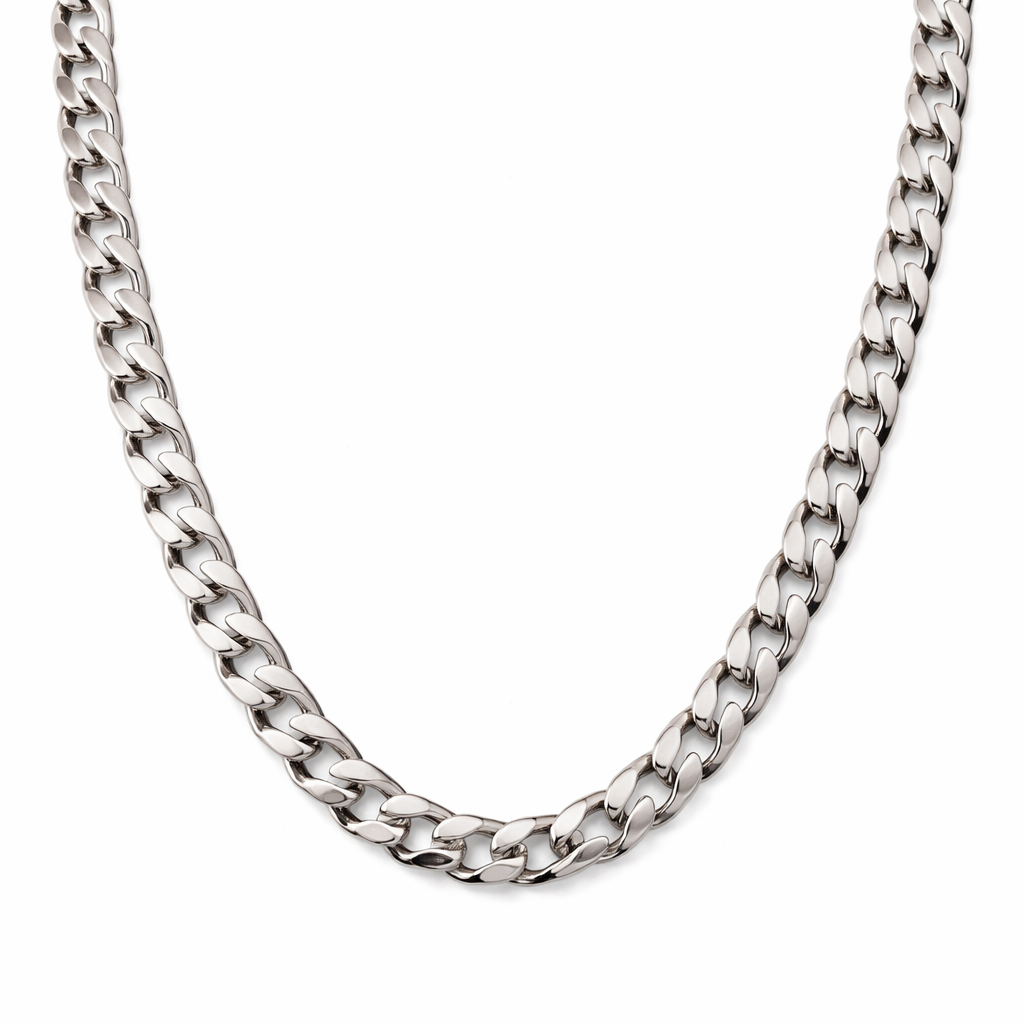 Sterling Rodium Plated Silver Curb Chain 925