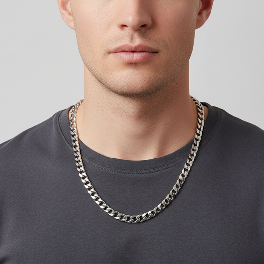 Sterling Rodium Plated Silver Curb Chain 925