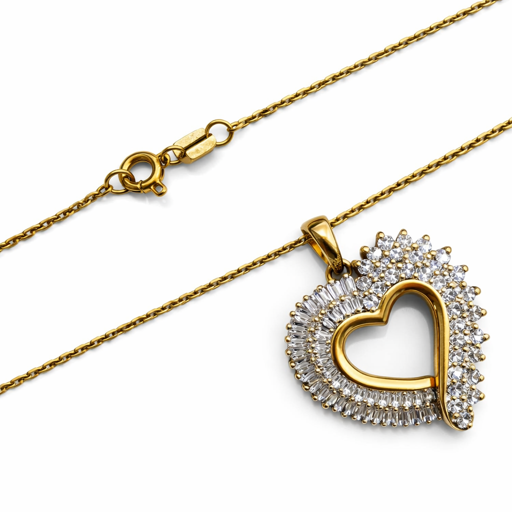 10K Yellow Gold Heart Pendant Diamond Accent TDW: 0.95ct SI HI