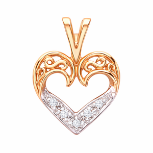 10K Yellow Gold Heart Pendent set with 5 Round Diamond TDW: 0.05ct SI H