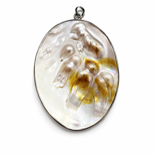 Silver Mother of Pearl Blister Pearls Shell Pendant, 925