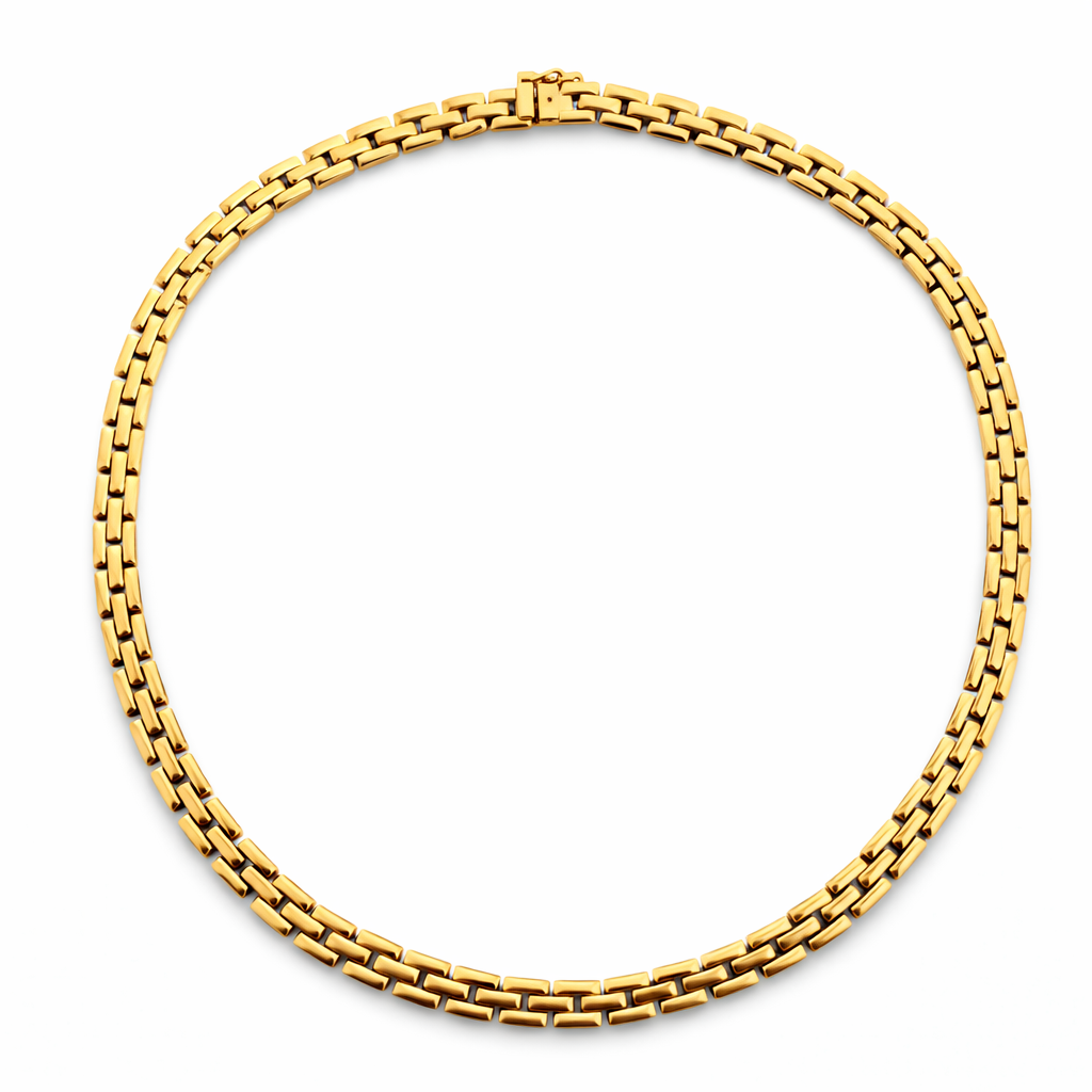 14K Yellow Gold Brick Link Chain Necklace