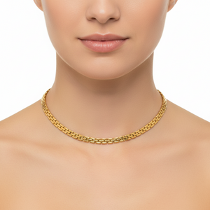 14K Yellow Gold Brick Link Chain Necklace