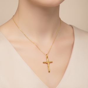 10K Yellow Gold Crucifix Pendant Necklace